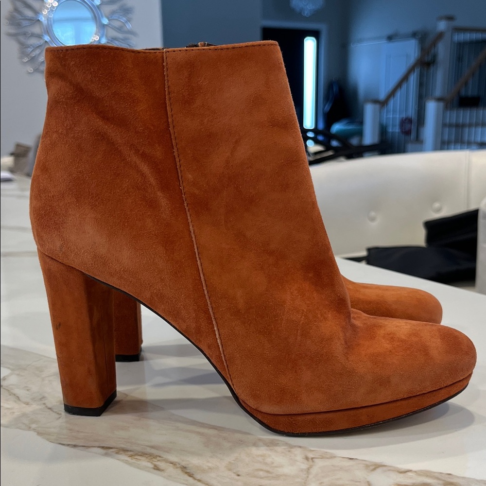 Massimo Baldi burn orange suede 3.5” heeled Boots small platform